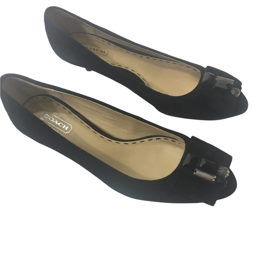 Coach Suede  Shoes Jeweled Flower Embellishment Flats